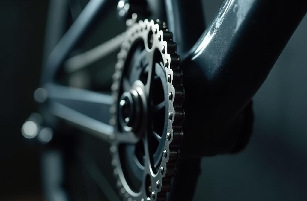 Closeup view of high-precision bicycle components